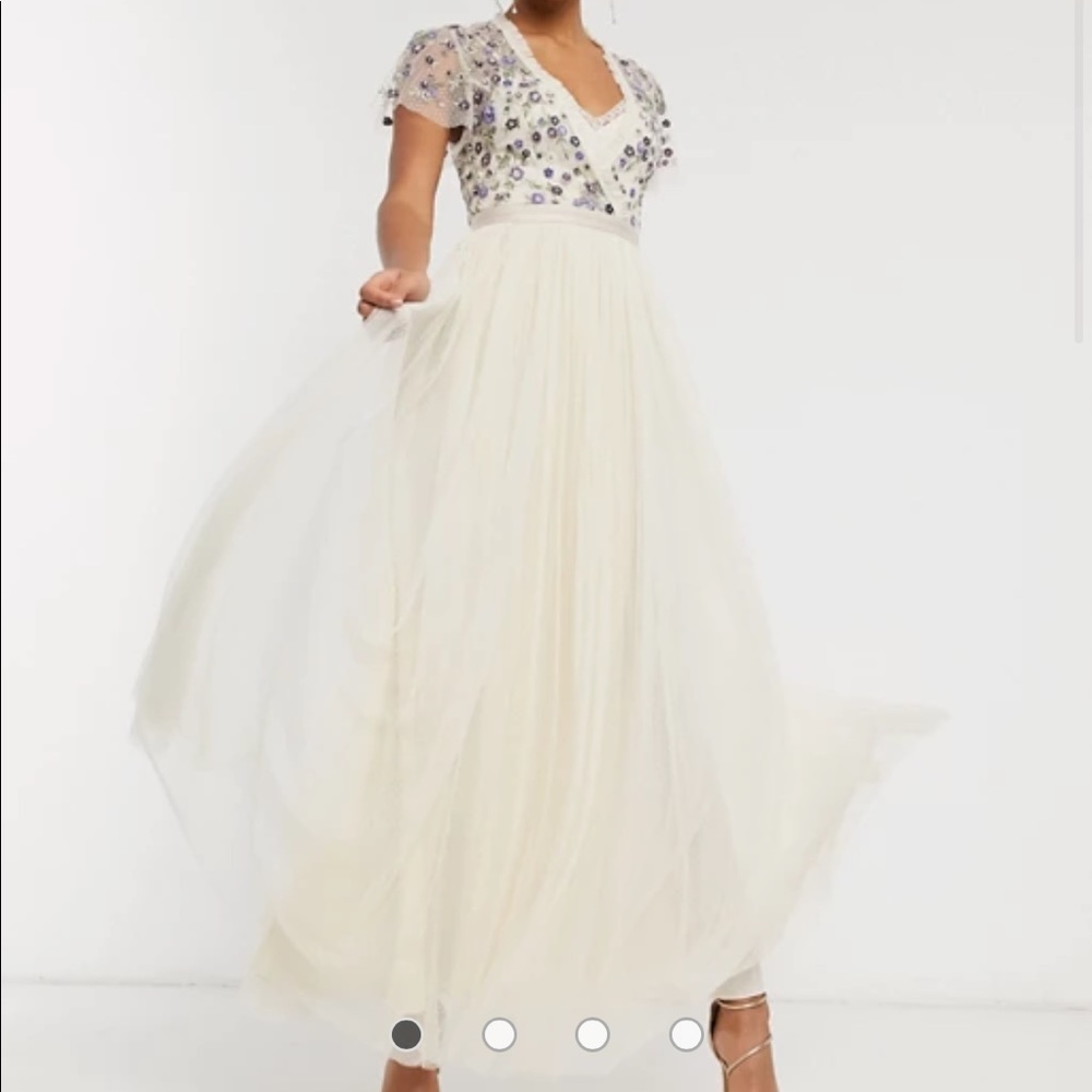 Needle & Thread embellished maxi in cream